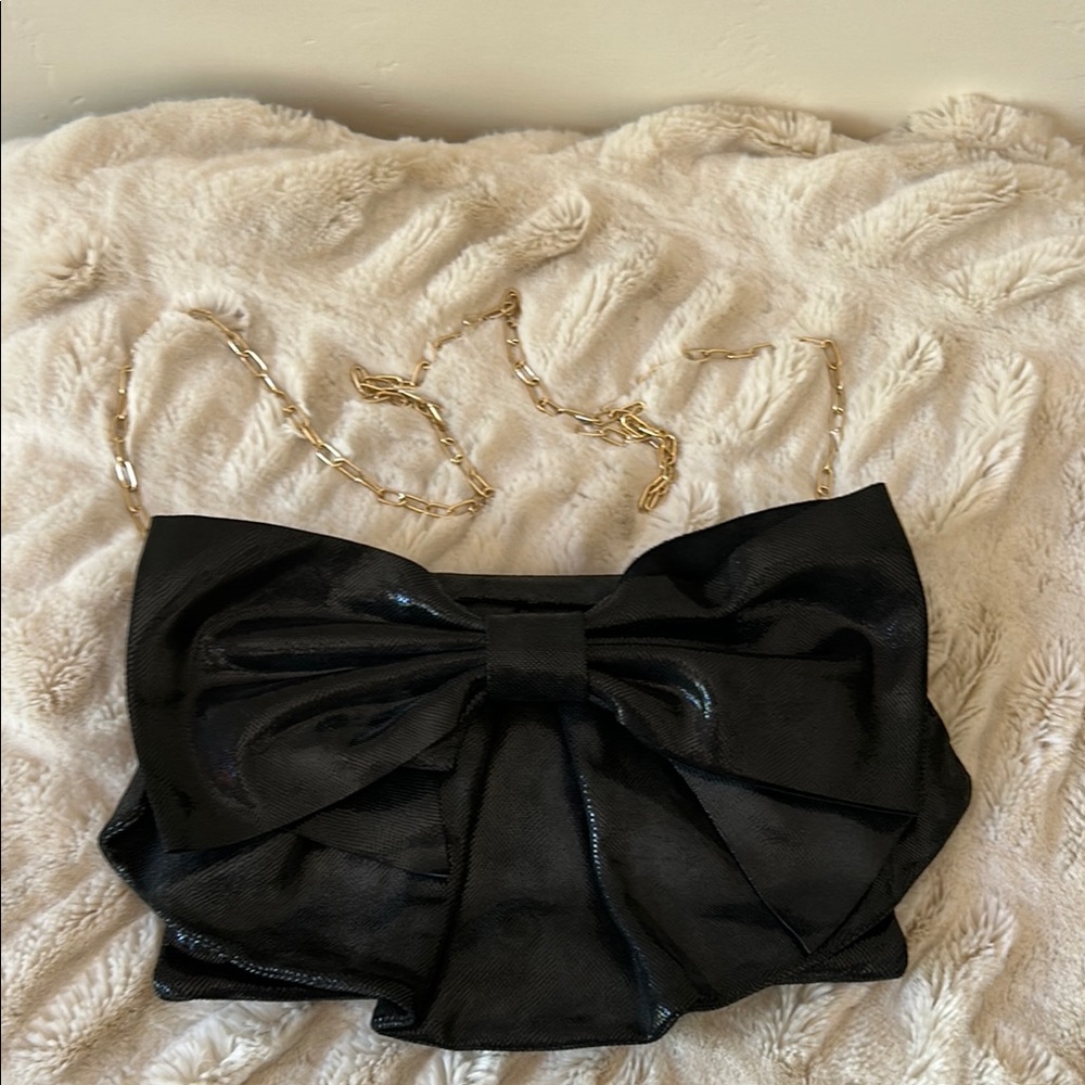 RED Valentino Shimmering Black Bow Purse with shoulder strap. NWOT - Picture 2 of 6